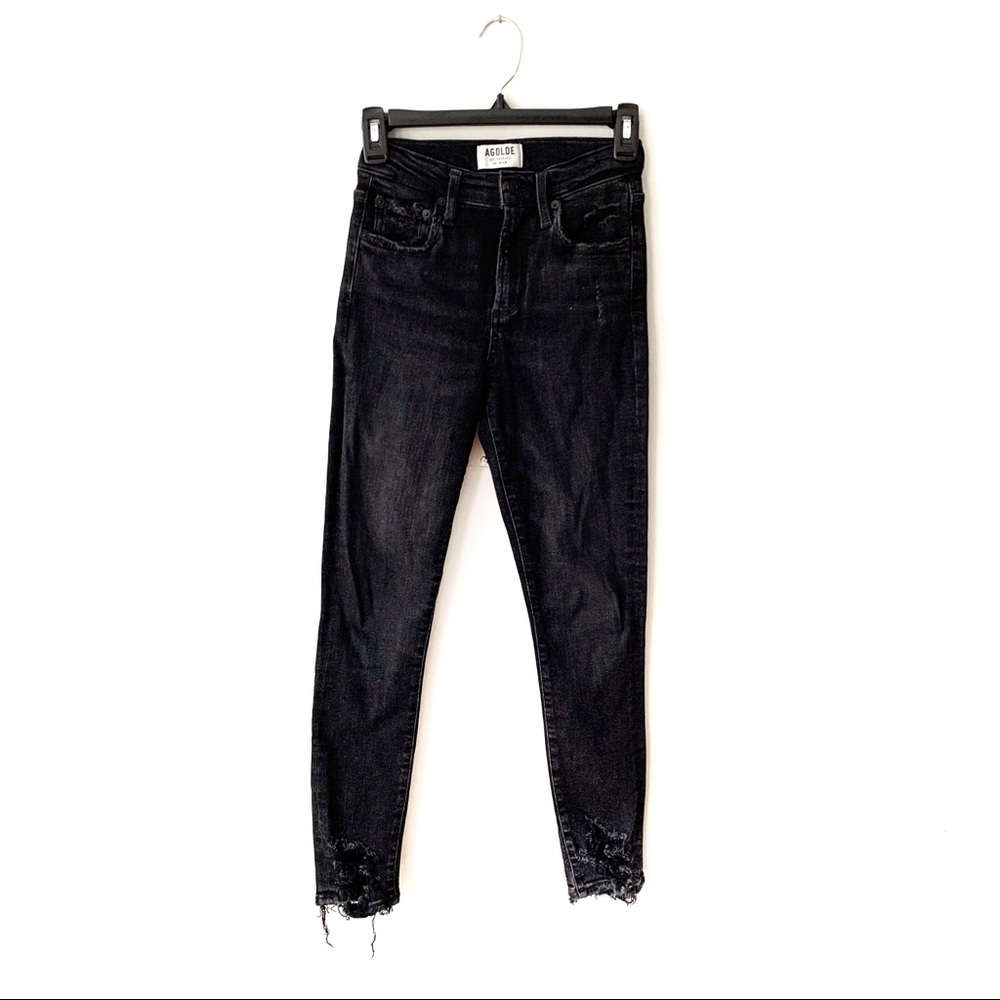 Agolde | High Waisted Sophie Crop Black Jeans 24